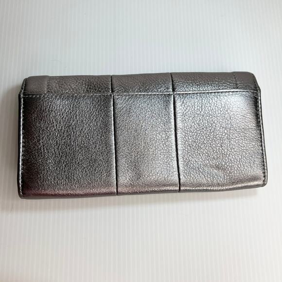 Coach Kristin Pewter Pebbled Leather Envelope Flap Wallet Organizer Checkbook - Picture 3 of 5